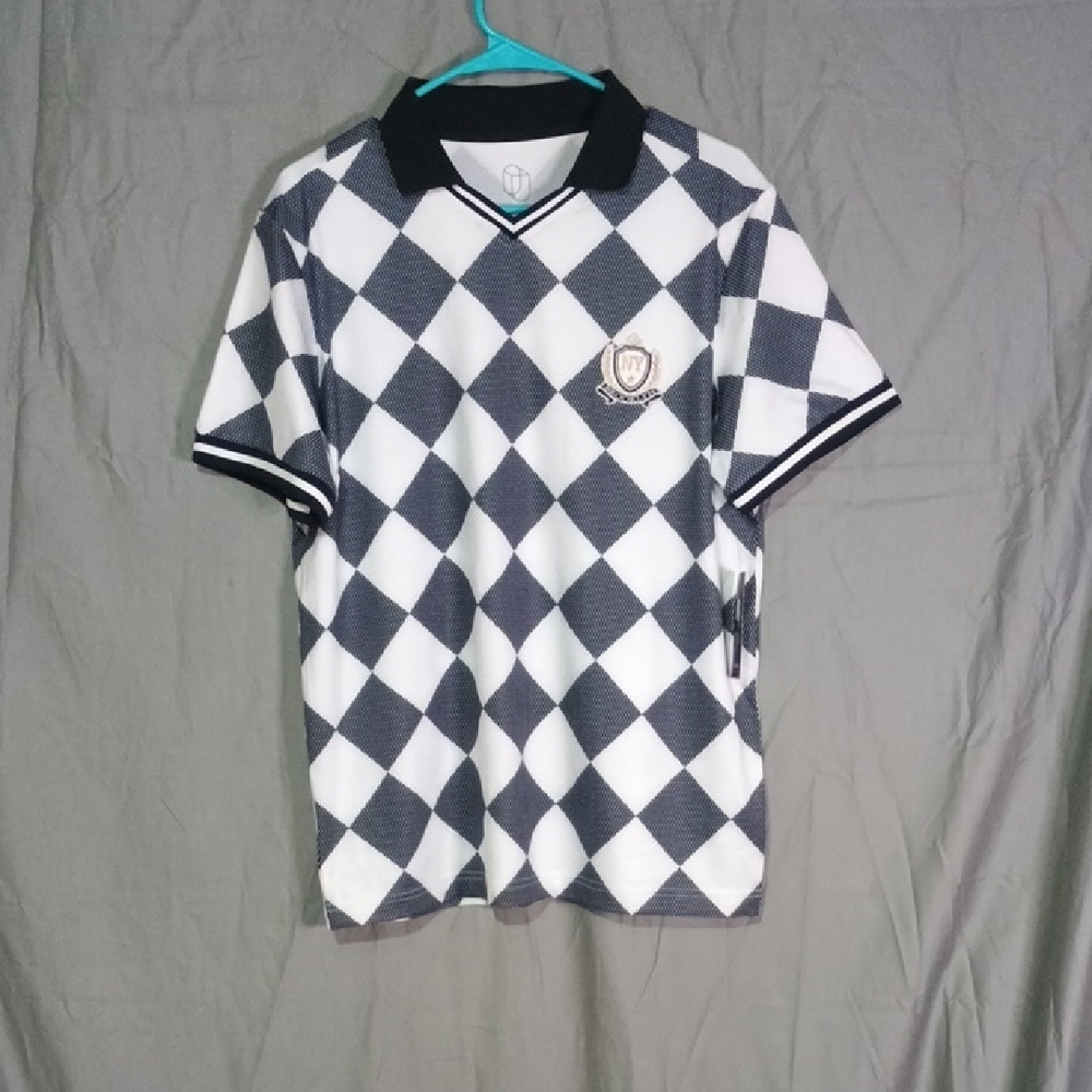 Original Use Black and White Checkered Polo Shirt